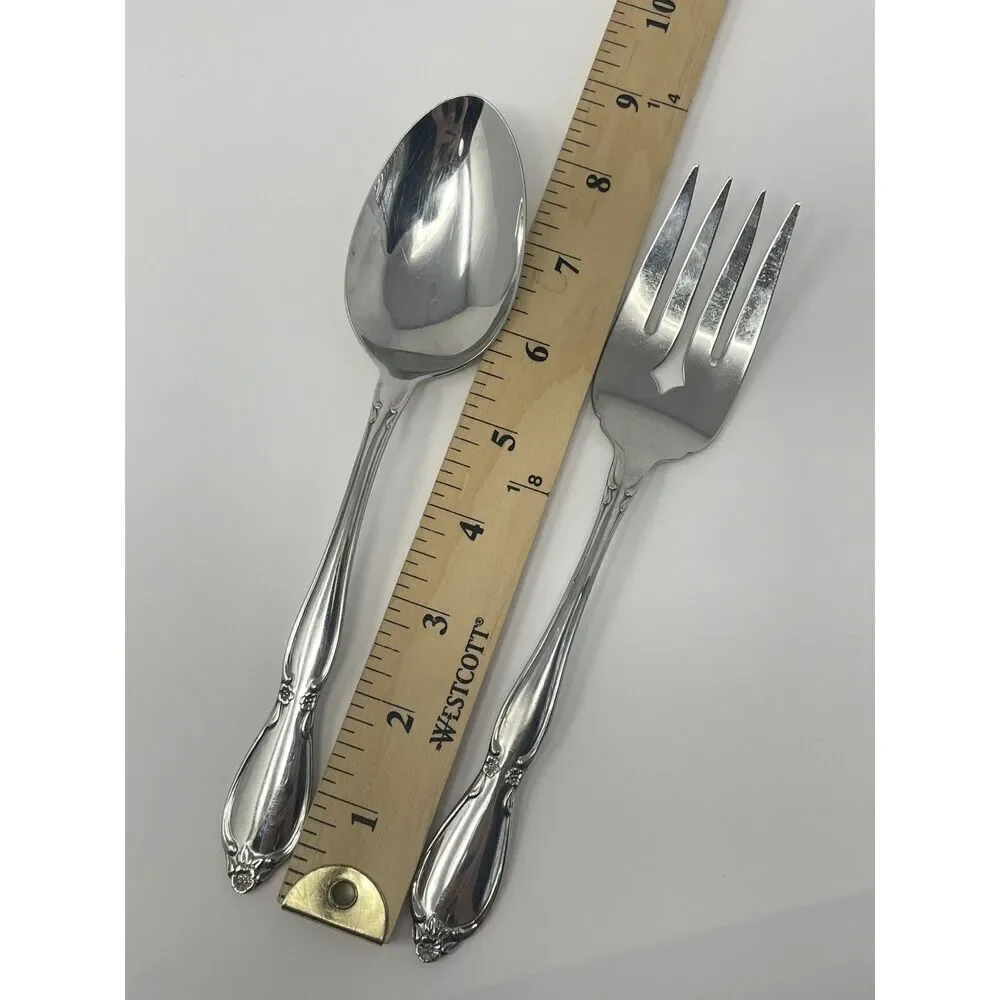 Oneida Community Chatelaine Glossy Serving Spoons Slotted Fork 8.25” Set Of 3